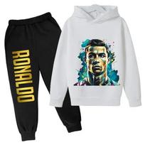 Ronaldo Cr7 Spausdinimo Vaikų Džemperis Su Gobtuvu Ir Kelnės Žiemai Vaikams Laisvalaikio Drabužiai 120cm balta