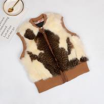 Mao Mao vest real rabbit fur vest fur integrated children boys and girls thickened fur vest vest vest genuine leather adult S black