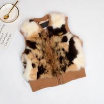 Mao Mao vest real rabbit fur vest fur integrated children boys and girls thickened fur vest vest vest genuine leather adult S black