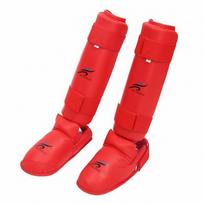 Karate Shin Guard Lightweight and Instep Protector Flexible For M raudona