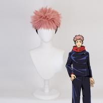 Anime Itadori Yuji Cosplay Perukas Trumpi Plaukai Aukštos Temperatūros Šilkas Rožinis Vidinis Tinklelis Perukai ir Kepuraitė One Size white