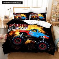 Monster Jam Bedding Set Single Twin Full Queen King Size Monster Jam F1 Bed Set Aldult Kid Bedroom Duvetcover Sets 3D Anime 022 EU single(135x200cm) brown
