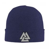 Valknut Norse Hat Autumn Winter Skullies Beanies Warm Cap FeUnisex Unisex Skullcap blue