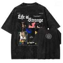 Life Is Strange Washed Tshirt Unisex Fashion Clothes Suitable for All Seasons Plus Size Unisex Streetwear High Quality Hot Tees M black