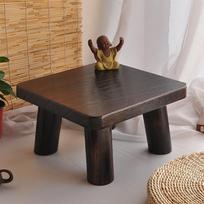 Japanese Burnt Paulownia Minimalist Tatami Stand Solid Wood Bay Window Desk Handcrafted Window-Side Table beige