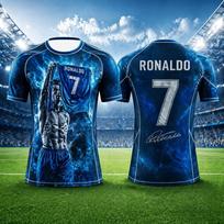 Specialus leidimas Ronaldo vasariniai 3D spausdinti vaikų futbolo marškinėliai, greitai džiūstantys ir pralaidūs orui, tinkami kasdieniam dėvėjimui. S raudona