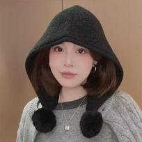 Keep Warm Versatile Fisherman Hat Pom Pom Tie Neck-protection Integrated Cap  Daily Outfits juoda