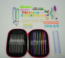 100-Piece Crochet Tool Set with Leather Case & 22 Colorful Aluminum Hooks for Beginners