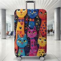 Colorful Rainbow Cat Shadow Pattern Luggage Protective Cover, suitable for 18-32 inch luggage covers, luggage handle gloves, tra L black