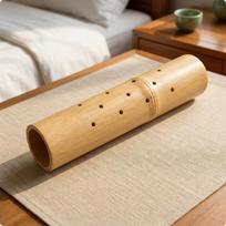 Bamboo Neck Pillow Supportive Tube Cylindrical for Tatami Room, Meditation beige