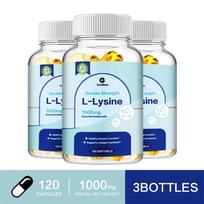 L-Lysine 1000mg Double Strength 120 Capsules — Essential Amino Acid, Immune Support, Daily Wellness 120*3