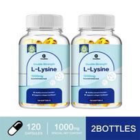 L-Lysine 1000mg Double Strength 120 Capsules — Essential Amino Acid, Immune Support, Daily Wellness 120*2