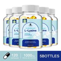 L-Lysine 1000mg Double Strength 120 Capsules — Essential Amino Acid, Immune Support, Daily Wellness 120*5