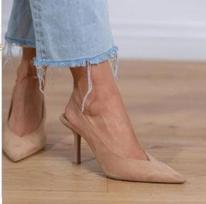 New Spring Summer Pointed Toe High Heel Mules Elegant Adjustable Large Size Women Slippers 42