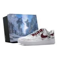 Nike Air Force 1 Cow Leather Low top Skateboard Shoes Men's White Blue Red CW2288-111(Team260-QD-BOX) 44.5 gray