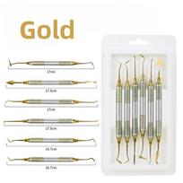 1set Dentistry Composite Resin Filling Tool Kit Titanium Plated Head Thick Handle Spatula Dental Filler Instrument Restoration 1 Set Gold