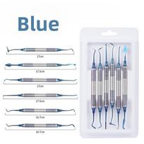 1set Dentistry Composite Resin Filling Tool Kit Titanium Plated Head Thick Handle Spatula Dental Filler Instrument Restoration 1 Set Blue