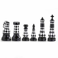 6 Pieces Ceramic Chess Decor Harlequin Piece Figurines Modern for Study black