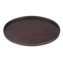 Oval Shape Bamboo Serving Tray 14.4 x 9.9 x 1.0 in Walnut Color Decorative Tray Bamboo Material Multipurpose Round Tea Tray black