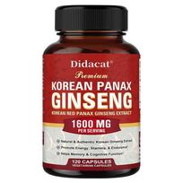 Didacat Korean Panax Ginseng Supplement, Premium, Korean Red Panax Ginseng Extract 1600mg, 120 Capsules 120 Capsules