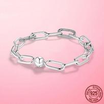Originali aukso spalvos Me apyranke 925 Sterling Silver Me Lobster Užsegimo grandinės jungtis Moteriška Apyrankė Moterims Papuošalai Dovana Pulseira 17cm white
