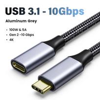 USB C prailginimo laidas Type C prailgintuvas 10Gbps duomenų laidas USB-C Thunderbolt 3 skirtas Xiaomi Samsung Switch MacBook Pro prailginimo laidas 0.5m gray