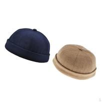 2Pack Casual Adjust Docker Hat Sailor Cap Mechanic Biker Skullcap Beanie black