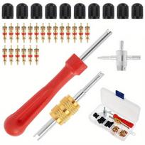 Tibemi Tire Valve Core Repair Tool Set, 33 Pieces, Insect Crank Screwdriver, Air Valve red
