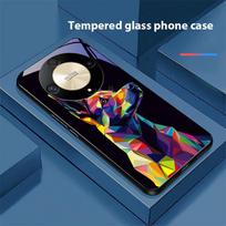 Geometrinis gyvūnas šuo For Honor Magic 6 50 70 90 Lite X7b 200 Pro Nova 10 Nova 5T X6 P30 Pura 70 Ultra grūdinto stiklo telefono dėklas For Pura 70 Ultra black
