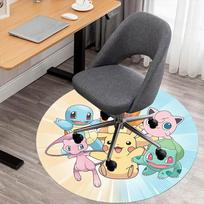 1pc Pokemon Characters Round Chair mat Area Rug - Non-Slip, Floor Mat for Office, Bedroom, home decor Christmas Gift p0811247 80cm black