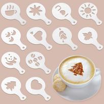 16pcs Funny Latte Cake Decorating Foam Tool Cappuccino Coffee Art Stencils