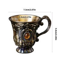 Medieval Metal Embossed Shot Glasses Engraving Gemstones Wine Drinking Cup Chalices Goblet with Handle For Gatherings black