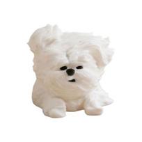 3D Printed Messy Puppy Figurine, Cute Dog Statue with Scruffy Fur, Matte White Mini Sculpture, Funny Animal Ornament for Office Home Desktop balta
