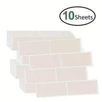 10 Pieces Premium Self Adhesive Waterproof Wall Stickers 3D Durable Vinyl Wallpaper For Kitchen Bathroom Backsplash Home Decor (as the picture,10 Sheets) white