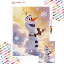 Disney diamond painting full diamond art craft Olaf singing snowflake ornaments handmade living room decoration background Round 40x50cm beige