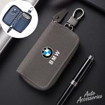 Leather Car Key Cover Case Multifunction Unisex Zipper Wallet Accessory For BMW 1 3 5 7 Series X1 X3 X4 X5 F10 F15 F16 F20 M3 M4 rlcp53 gray