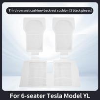 For 6-Seater Tesla Model YL Car Seat Cushion, Model Y L Front and Rear Seat Cushion, Seat Back Cushion, Seat Protection Cushion Artificial leather&Four Seasons&Basic Function white