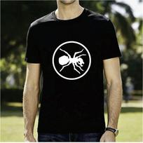 Retro Punk Band Short Sleeved Girl The Prodigy Circle Ant Black and White Printed Loose Round N S black