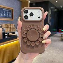 Flower Suction Cup Silicone Phone Case for IPhone 17 Pro Max Kickstand Shockproof Scratch-resistant and Slip-resistant Cover iPhone17 Pro Max orange