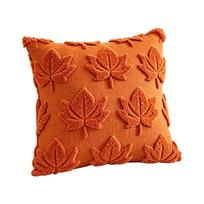 Rudens pagalvės užvalkalas 45 x 45 cm Su pūkais ir lapų raštu Poliesterio pagalvės užvalkalas, 1 vnt. svetainės sofos dekoravimui orange