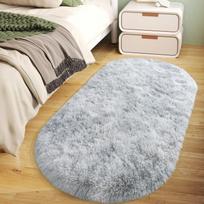 Simple Elliptical Fluffy Rug Non-slip Soft Indoor Area Rug Bedroom Dormitory Daycare Floor Mat Home Decoration 40x60cm 16x24inch