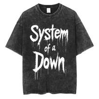 Skalbti Vintažiniai System of A Down Chop Suey Angliškų Raidžių Spaudos Marškinėliai Vyriški Rokas Oversized Marškinėliai 90s Alternatyvus Metalinis Marškinėlis 130 black
