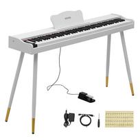 VEVOR skaitmeninis pianinas 88 klavišai, pusiau svorinis, pilno dydžio, su klaviatūros stoveliu, baltas, pradedantiesiems, 600 tonų, 600 ritmų, elektrinis pianinas, su sustain pedalu
