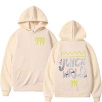 999 Rapper Letter Juice Wrld Print Hoodie Men Women Hip Hop Retro Pullover Sweatshirt Fleece Loose Long Sleeve Hooded Streetwear Matches the image,L beige