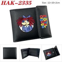 The Amazing Digital Circus PU Leather Wallet Black Snap Closure Anime Short Card Holder for Men Women gray