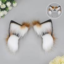 Įkraunama pliušinių gyvūnų ausų lankelis su judesio jutikliu - Nuimamos lapės vilko šuns Cosplay Anime Konvencija Electric Fox Ear Headband - Red White white