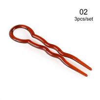 Fashion U Shape Hair Clip Styling Tools Magic Bending Hairwear Convenient Simple Hair Stick Women Hairpin Hair Accessories red