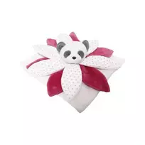 Toy Blanket - 94345 - MILUŚ -  PANDA with heart shape nose - CLARET - size 25 cm