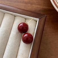 Hong Kong Style Ankara Burgundy Jelly Bean Pearl Stud Earrings Women'S Earrings Earrings Niche Design Sense Advanced brown