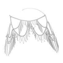 Elegant Layered Fringe Body Chain Adorned with Sparkling Rhinestones Sturdy Alloy Material for Special Occasions white